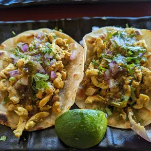 Chicken tacos, with the shells dorado