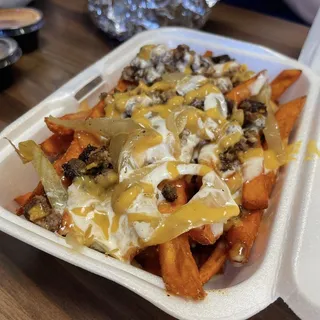 Loaded sweet potato fries