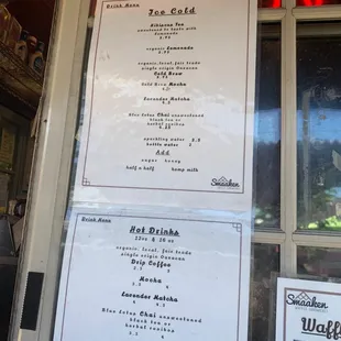 Drink menu