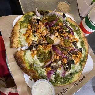 Buffalo chicken and pesto build your own