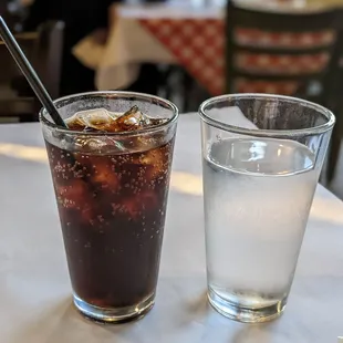 Diet Coke and water