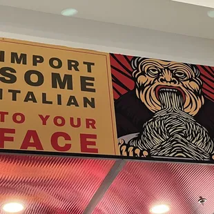 a sign that says import some italian to your face
