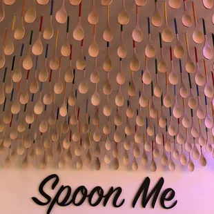 spoons hanging from the ceiling