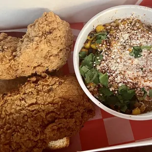 Mild strips and corn cup