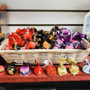 a basket full of candy