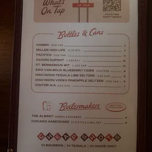 Beer menu