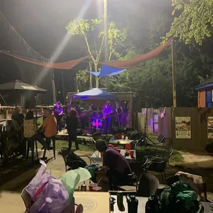 a band playing on stage