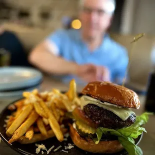 Cheeseburger and fries