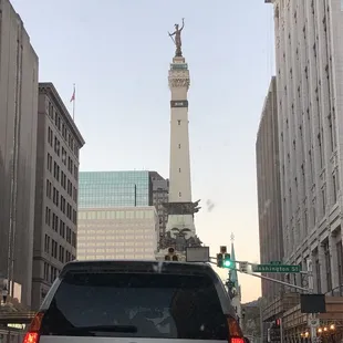 Near the war memorial traffic circle