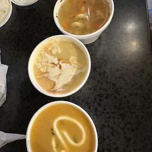Lobster Bisque Soup, Buffalo Chicken, Chicken Noodle Soup