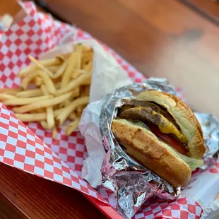 Cheeseburger and fries