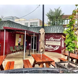 Outside Small Cheval Wicker Park 1732 N Milwaukee Ave, Chicago, IL  Hamburger Cheeseburger Fries Shakes Beers &amp; Drinks.Outside Patio.Cool!