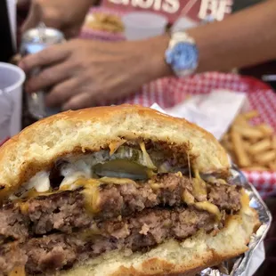 The burger. Flavor was good quality beef.