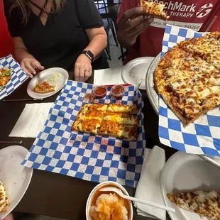 Taco pizza, BBQ Chicken Pizza, Cheese Bread, SnowCone