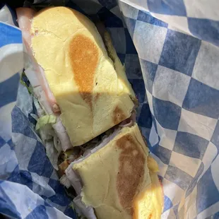 Ham &amp; cheese toasted sub add jalapeños and turkey sooo good !