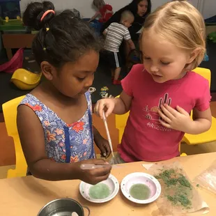 Scientists exploring mixtures and solutions.