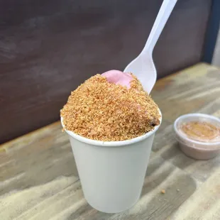 Mixed berry soft serve with biscoff crumble