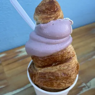 Soft serve in croissant cone