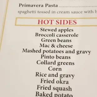 menu