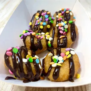 chocolate drizzle and sprinkles