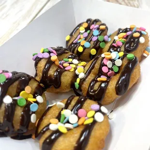 chocolate drizzle and sprinkles