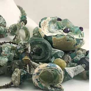 Ancient glass, approx 1500 years old, found in an ancient trash pile along the Silk Road.