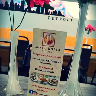 menu and flowers