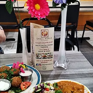 two plates of food on a table