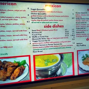 chicken wings and fried chicken, menu