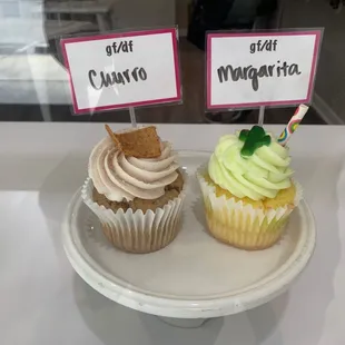 two cupcakes on a plate