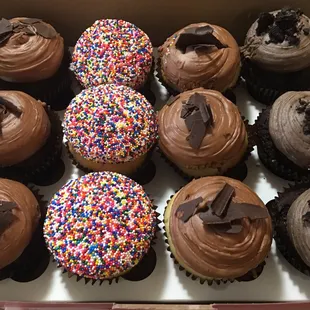 Choco-holic, birthday cake, vanilla&amp;chocolate, and Oreo. A box of deliciousness! Nothing like winning a dozen from a giveaway :)