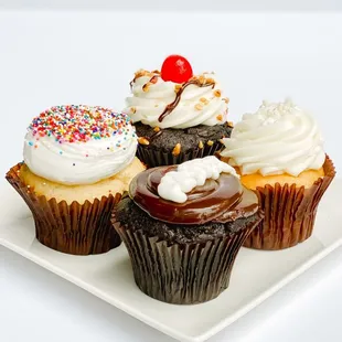 Wedding cake, chocolate cream, birthday cake, and Sundae