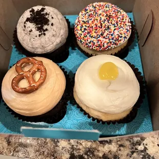 Cookies n'cream, birthday cake, salted caramel, and lemon drop