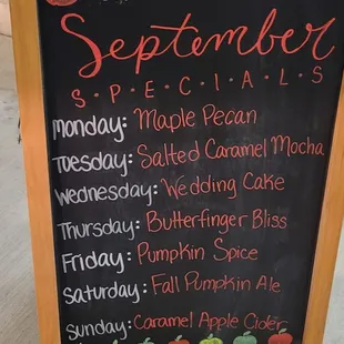 Special flavors for the month of September so you can better plan your visit to get your favorites