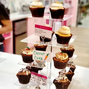 a display of cupcakes