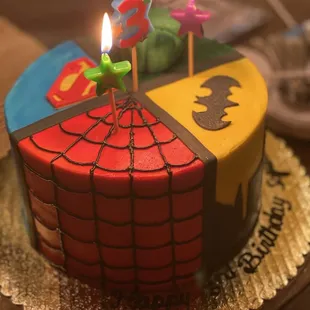 a birthday cake with candles