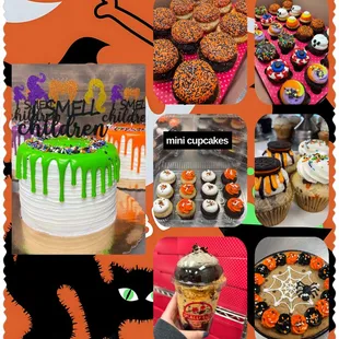 a variety of halloween cupcakes