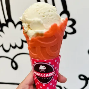 Snickers Ice Cream in a Pink Vanilla Cone