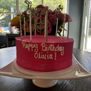 Strawberry cake with cream cheese frosting!