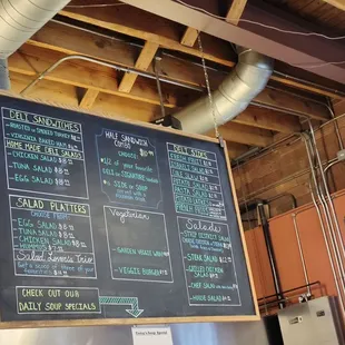 menus on a blackboard