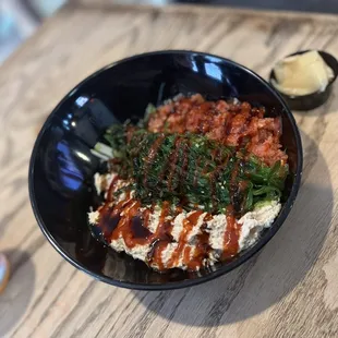 a bowl of food on a table