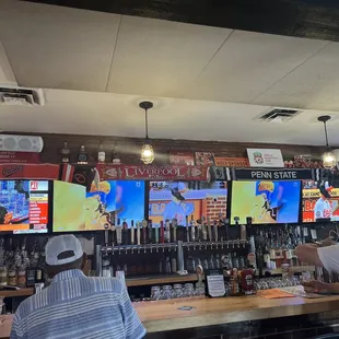 people watching tvs in a bar