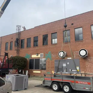 Installing a commercial rooftop unit!