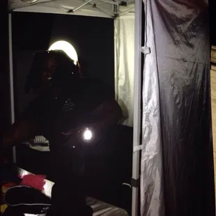 Ronny setting up the booth