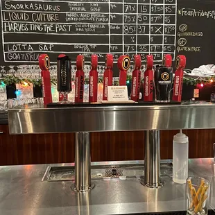 beer taps on a bar