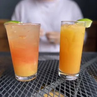 two drinks on a table