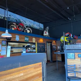 the interior of a motorcycle shop