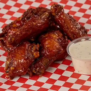 Baked &amp; Fried Wings (pictured: tossed in Dragon sauce)