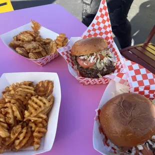 Fries and Double cheeseburgers