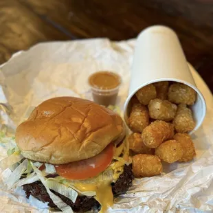 All American smash burger &amp; tots